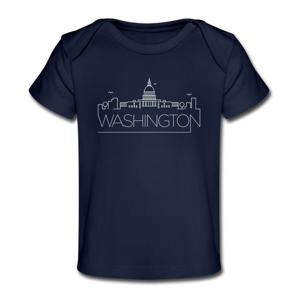 Washington DC Baby T-Shirt - Organic Skyline Washington DC Infant T-Shirt - dark navy