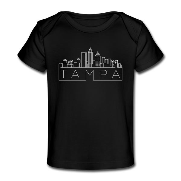Tampa, Florida Baby T-Shirt - Organic Skyline Tampa Infant T-Shirt - black