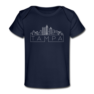 Tampa, Florida Baby T-Shirt - Organic Skyline Tampa Infant T-Shirt - dark navy