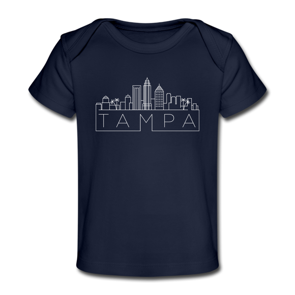 Tampa, Florida Baby T-Shirt - Organic Skyline Tampa Infant T-Shirt - dark navy