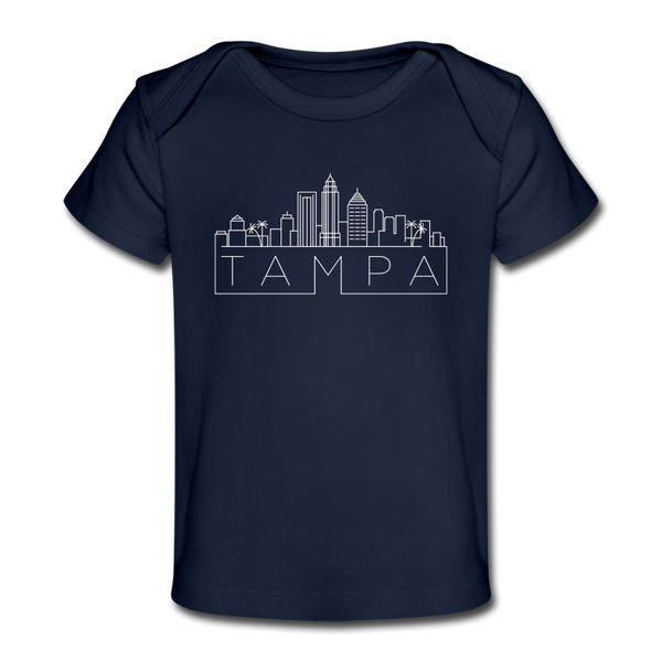 Tampa, Florida Baby T-Shirt - Organic Skyline Tampa Infant T-Shirt - dark navy