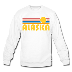 Alaska Sweatshirt - Retro Sunrise Alaska Crewneck Sweatshirt - white