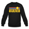 Alaska Sweatshirt - Retro Sunrise Alaska Crewneck Sweatshirt - black
