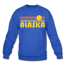 Alaska Sweatshirt - Retro Sunrise Alaska Crewneck Sweatshirt - royal blue