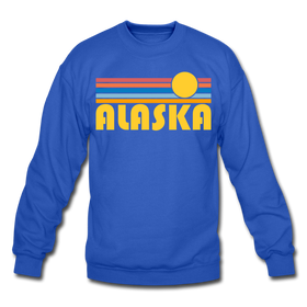 Alaska Sweatshirt - Retro Sunrise Alaska Crewneck Sweatshirt - royal blue