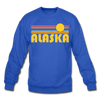 Alaska Sweatshirt - Retro Sunrise Alaska Crewneck Sweatshirt - royal blue