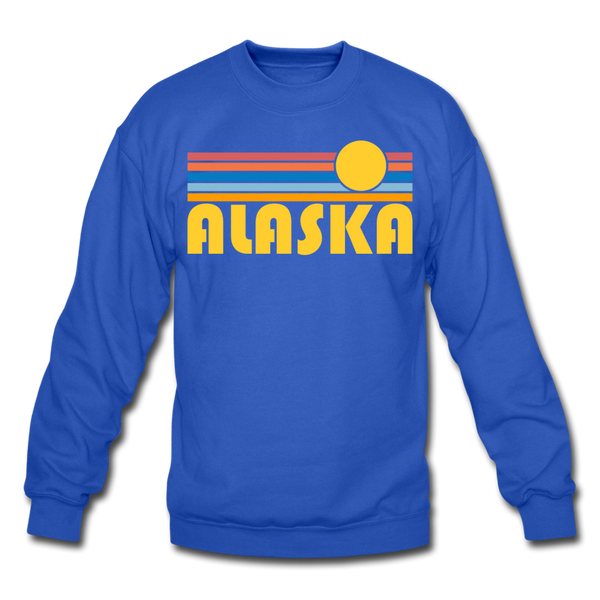 Alaska Sweatshirt - Retro Sunrise Alaska Crewneck Sweatshirt - royal blue