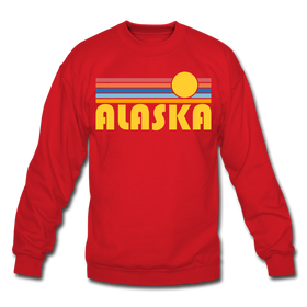 Alaska Sweatshirt - Retro Sunrise Alaska Crewneck Sweatshirt - red