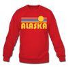 Alaska Sweatshirt - Retro Sunrise Alaska Crewneck Sweatshirt - red