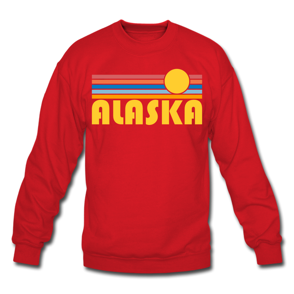 Alaska Sweatshirt - Retro Sunrise Alaska Crewneck Sweatshirt - red