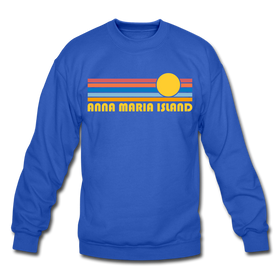 Anna Maria Island, Florida Sweatshirt - Retro Sunrise Anna Maria Island Crewneck Sweatshirt - royal blue