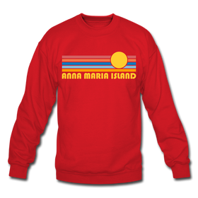Anna Maria Island, Florida Sweatshirt - Retro Sunrise Anna Maria Island Crewneck Sweatshirt - red