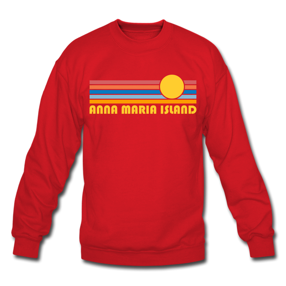 Anna Maria Island, Florida Sweatshirt - Retro Sunrise Anna Maria Island Crewneck Sweatshirt - red
