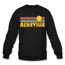 Asheville, North Carolina Sweatshirt - Retro Sunrise Asheville Crewneck Sweatshirt - black