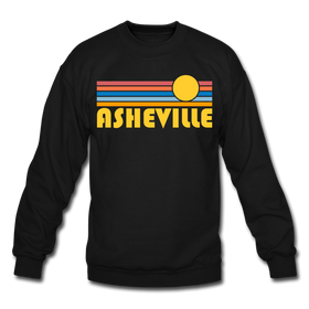 Asheville, North Carolina Sweatshirt - Retro Sunrise Asheville Crewneck Sweatshirt - black
