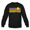 Asheville, North Carolina Sweatshirt - Retro Sunrise Asheville Crewneck Sweatshirt - black