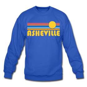 Asheville, North Carolina Sweatshirt - Retro Sunrise Asheville Crewneck Sweatshirt - royal blue