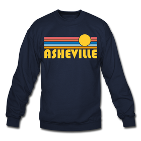 Asheville, North Carolina Sweatshirt - Retro Sunrise Asheville Crewneck Sweatshirt - navy