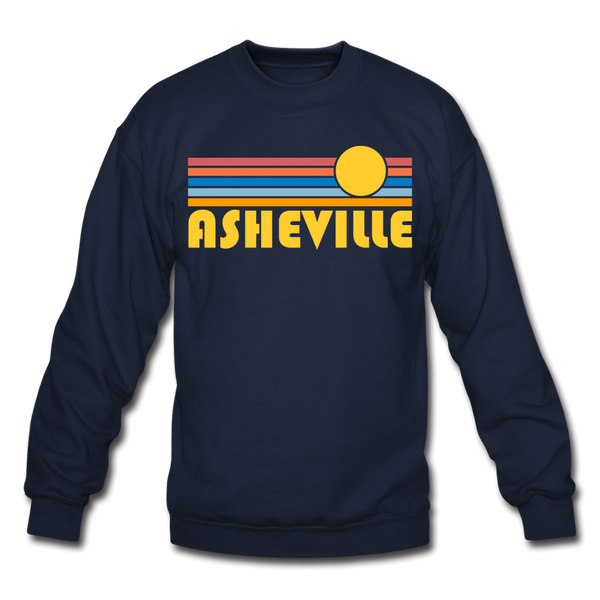 Asheville, North Carolina Sweatshirt - Retro Sunrise Asheville Crewneck Sweatshirt - navy