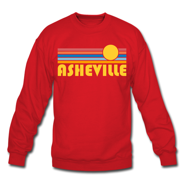 Asheville, North Carolina Sweatshirt - Retro Sunrise Asheville Crewneck Sweatshirt - red