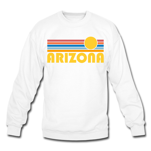 Arizona Sweatshirt - Retro Sunrise Arizona Crewneck Sweatshirt - white