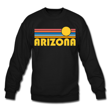 Arizona Sweatshirt - Retro Sunrise Arizona Crewneck Sweatshirt - black