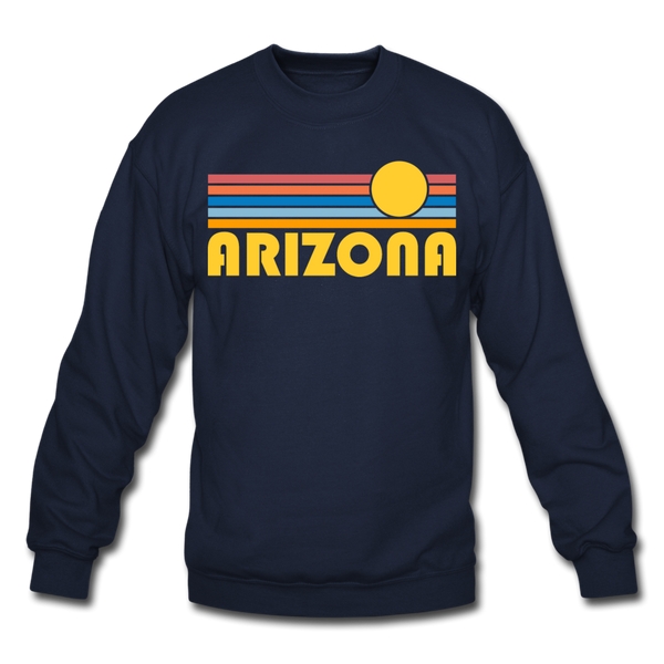 Arizona Sweatshirt - Retro Sunrise Arizona Crewneck Sweatshirt - navy