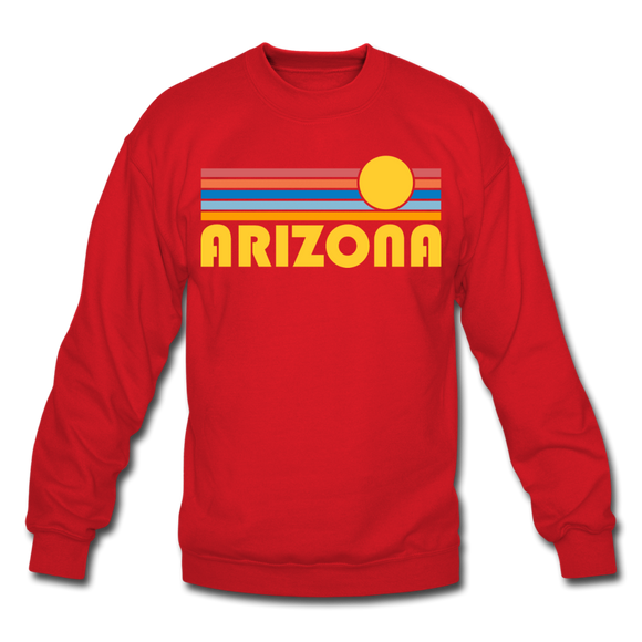 Arizona Sweatshirt - Retro Sunrise Arizona Crewneck Sweatshirt - red
