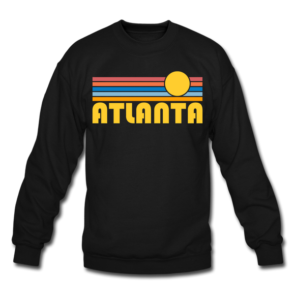 Atlanta, Georgia Sweatshirt - Retro Sunrise Atlanta Crewneck Sweatshirt - black