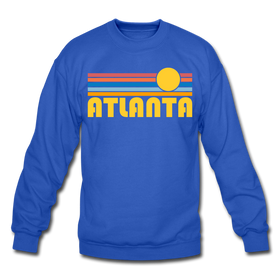 Atlanta, Georgia Sweatshirt - Retro Sunrise Atlanta Crewneck Sweatshirt - royal blue