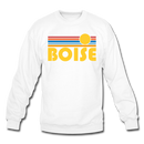 Boise, Idaho Sweatshirt - Retro Sunrise Boise Crewneck Sweatshirt - white