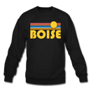 Boise, Idaho Sweatshirt - Retro Sunrise Boise Crewneck Sweatshirt - black