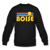 Boise, Idaho Sweatshirt - Retro Sunrise Boise Crewneck Sweatshirt - black