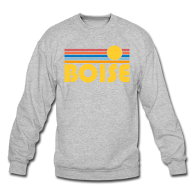 Boise, Idaho Sweatshirt - Retro Sunrise Boise Crewneck Sweatshirt - heather gray
