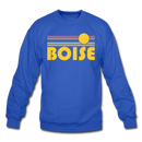 Boise, Idaho Sweatshirt - Retro Sunrise Boise Crewneck Sweatshirt - royal blue