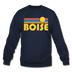 Boise, Idaho Sweatshirt - Retro Sunrise Boise Crewneck Sweatshirt - navy
