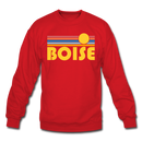 Boise, Idaho Sweatshirt - Retro Sunrise Boise Crewneck Sweatshirt - red