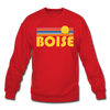 Boise, Idaho Sweatshirt - Retro Sunrise Boise Crewneck Sweatshirt - red