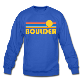 Boulder, Colorado Sweatshirt - Retro Sunrise Boulder Crewneck Sweatshirt