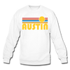 Austin, Texas Sweatshirt - Retro Sunrise Austin Crewneck Sweatshirt - white