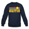 Austin, Texas Sweatshirt - Retro Sunrise Austin Crewneck Sweatshirt - navy