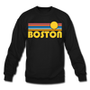 Boston, Massachusetts Sweatshirt - Retro Sunrise Boston Crewneck Sweatshirt - black
