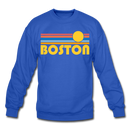Boston, Massachusetts Sweatshirt - Retro Sunrise Boston Crewneck Sweatshirt - royal blue
