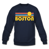 Boston, Massachusetts Sweatshirt - Retro Sunrise Boston Crewneck Sweatshirt - navy