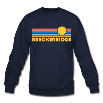 Breckenridge, Colorado Sweatshirt - Retro Sunrise Breckenridge Crewneck Sweatshirt - navy