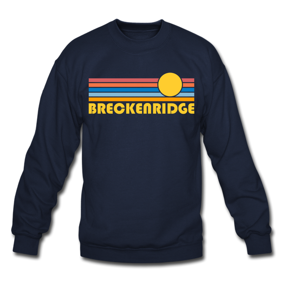 Breckenridge, Colorado Sweatshirt - Retro Sunrise Breckenridge Crewneck Sweatshirt - navy
