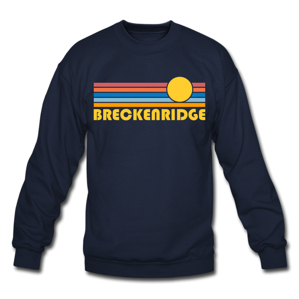 Breckenridge, Colorado Sweatshirt - Retro Sunrise Breckenridge Crewneck Sweatshirt - navy