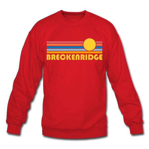 Breckenridge, Colorado Sweatshirt - Retro Sunrise Breckenridge Crewneck Sweatshirt - red