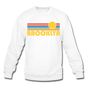 Brooklyn, New York Sweatshirt - Retro Sunrise Brooklyn Crewneck Sweatshirt - white