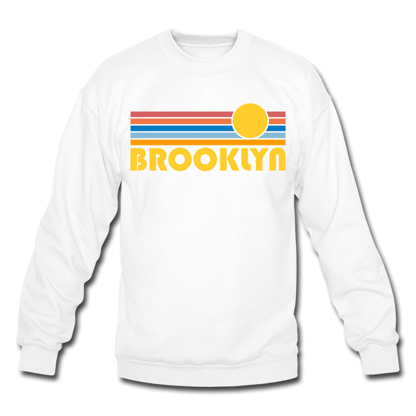 Brooklyn, New York Sweatshirt - Retro Sunrise Brooklyn Crewneck Sweatshirt - white